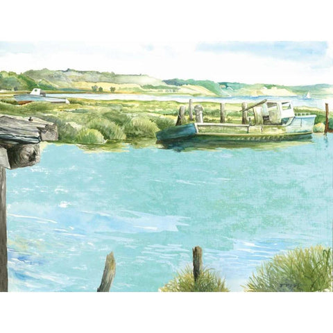 Wellfleet Salt Marsh Black Modern Wood Framed Art Print with Double Matting by Gorham, Gregory