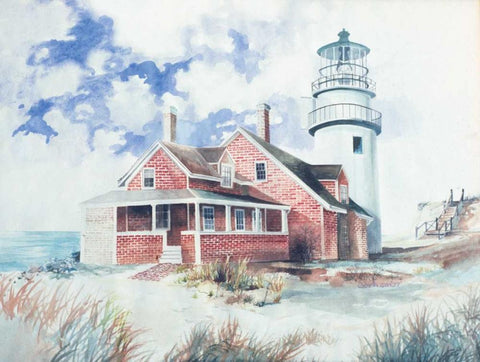 Cape Cod Light House White Modern Wood Framed Art Print with Double Matting by Gorham, Gregory