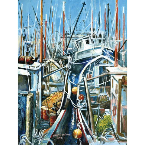 Mac Millian Wharf White Modern Wood Framed Art Print by Gorham, Gregory