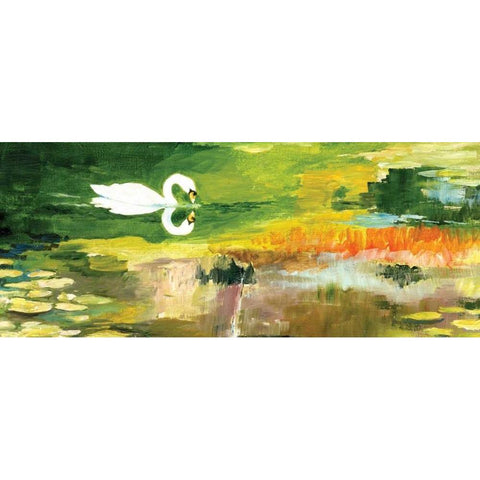 The Queens Swan Black Modern Wood Framed Art Print with Double Matting by Gorham, Gregory