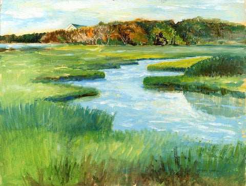 Cape Cod Salt Marsh White Modern Wood Framed Art Print with Double Matting by Gorham, Gregory