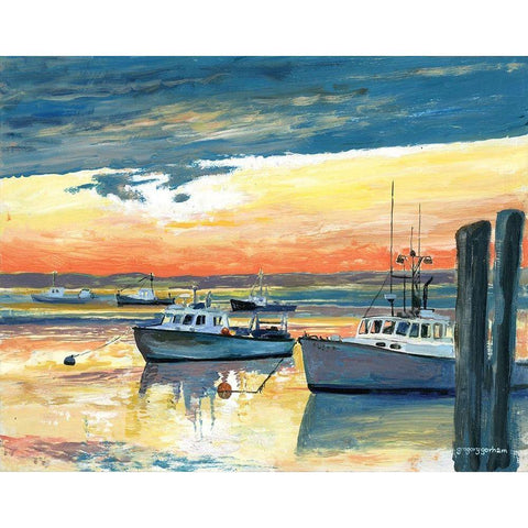 Fish Pier Channel White Modern Wood Framed Art Print by Gorham, Gregory