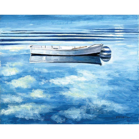 Skiff White Modern Wood Framed Art Print by Gorham, Gregory