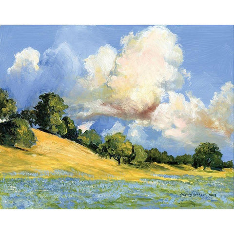 Clouds and Lupine Gold Ornate Wood Framed Art Print with Double Matting by Gorham, Gregory