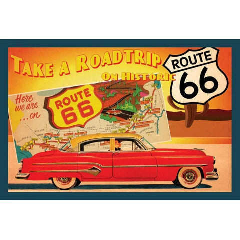 Route 66 I Gold Ornate Wood Framed Art Print with Double Matting by Giacopelli, Jason