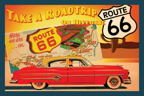 Route 66 I Black Ornate Wood Framed Art Print with Double Matting by Giacopelli, Jason