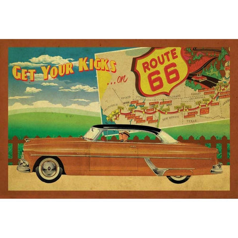 Route 66 II Gold Ornate Wood Framed Art Print with Double Matting by Giacopelli, Jason