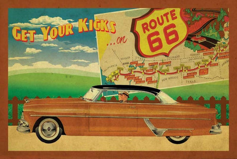 Route 66 II White Modern Wood Framed Art Print with Double Matting by Giacopelli, Jason