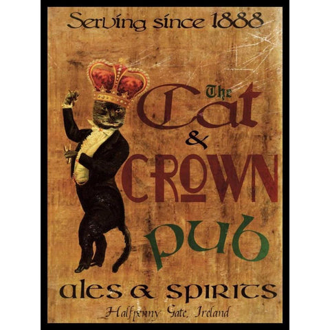 Cat and Crown Pub Gold Ornate Wood Framed Art Print with Double Matting by Giacopelli, Jason