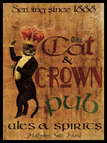 Cat and Crown Pub White Modern Wood Framed Art Print with Double Matting by Giacopelli, Jason