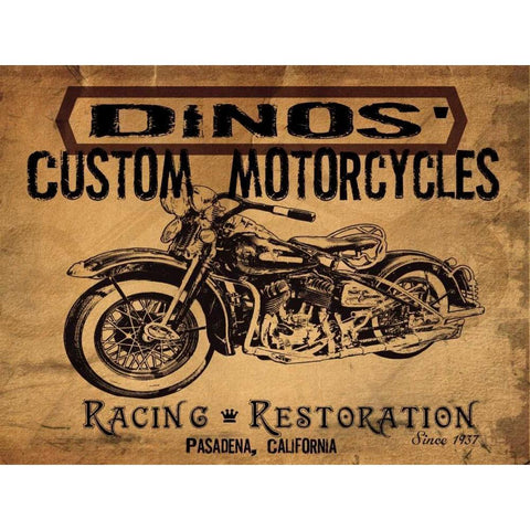 Dinos Motorcycles White Modern Wood Framed Art Print by Giacopelli, Jason