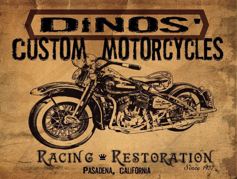 Dinos Motorcycles Black Ornate Wood Framed Art Print with Double Matting by Giacopelli, Jason