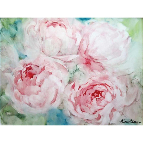 Pink Peonies I White Modern Wood Framed Art Print by Giltner, Paula