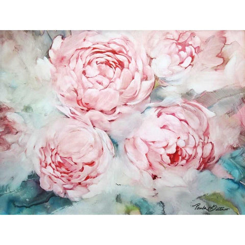 Pink Peonies II White Modern Wood Framed Art Print by Giltner, Paula