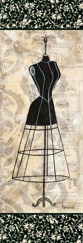 Dress Form Panel I White Modern Wood Framed Art Print with Double Matting by Guinn, Katie