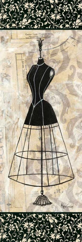 Dress Form Panel II Black Ornate Wood Framed Art Print with Double Matting by Guinn, Katie