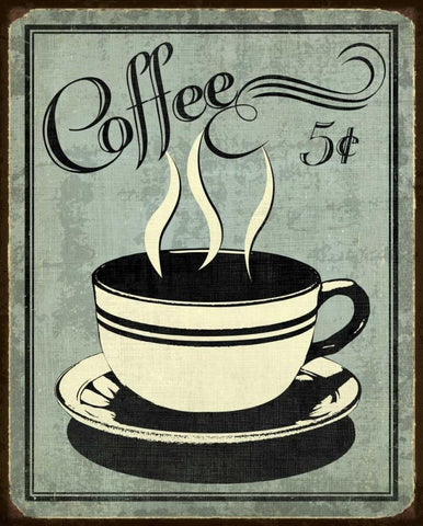 Retro Coffee I White Modern Wood Framed Art Print with Double Matting by Harbick, N