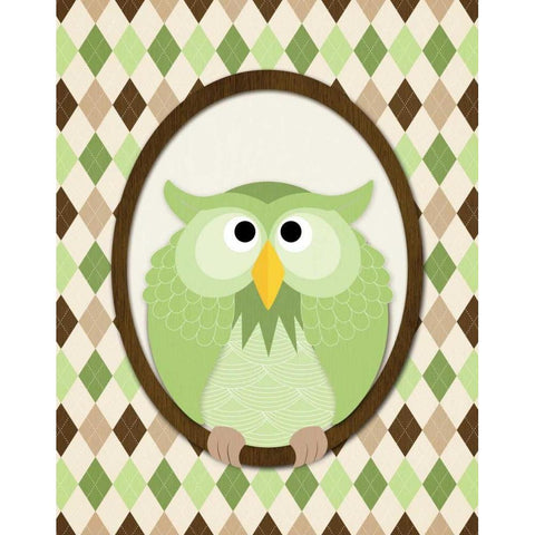 Sitting Owl III Black Modern Wood Framed Art Print with Double Matting by Harbick, N