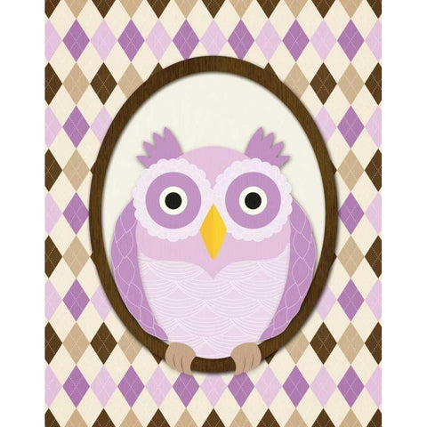 Sitting Owl IV Gold Ornate Wood Framed Art Print with Double Matting by Harbick, N