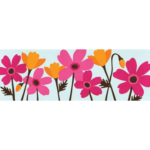 Spring Bouquet Panel I Black Modern Wood Framed Art Print with Double Matting by Harbick, N