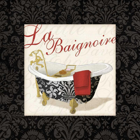 Classic Bathtub Black Ornate Wood Framed Art Print with Double Matting by Harbick, N