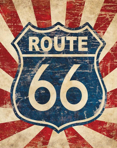 Route 66 I White Modern Wood Framed Art Print with Double Matting by Harbick, N