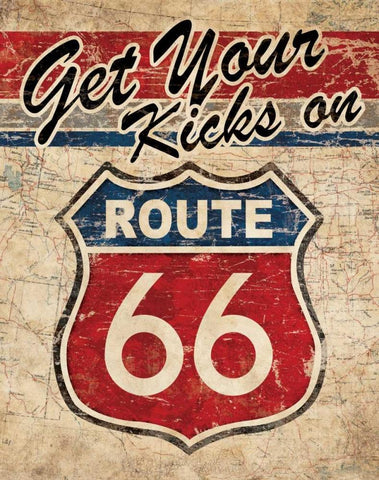 Route 66 II White Modern Wood Framed Art Print with Double Matting by Harbick, N