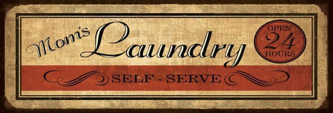 Self Serve Laundry Black Ornate Wood Framed Art Print with Double Matting by Harbick, N