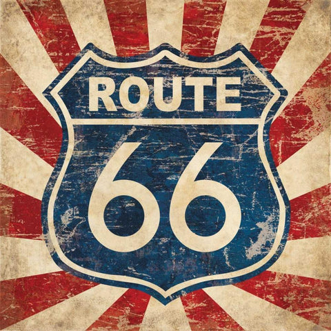 Route 66 I Sq Black Modern Wood Framed Art Print with Double Matting by Harbick, N