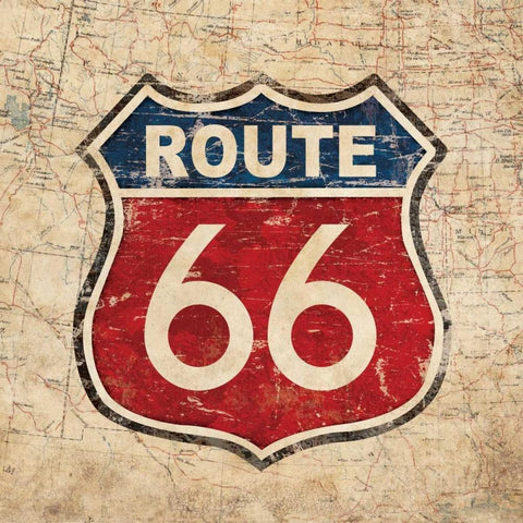 Route 66 II Sq White Modern Wood Framed Art Print with Double Matting by Harbick, N