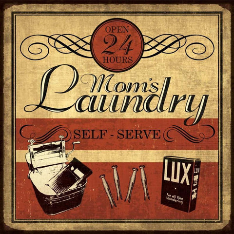 Self Serve Laundry Sq Black Ornate Wood Framed Art Print with Double Matting by Harbick, N