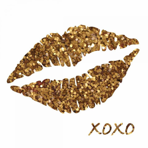 Glitter Lips Sq I Gold Ornate Wood Framed Art Print with Double Matting by Harbick, N.