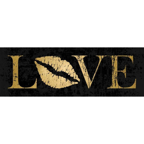 Gold Love Black Modern Wood Framed Art Print with Double Matting by Harbick, N.