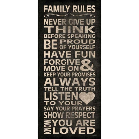 Family Rules Gold Ornate Wood Framed Art Print with Double Matting by Harbick, N.