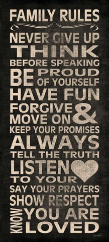 Family Rules White Modern Wood Framed Art Print with Double Matting by Harbick, N.