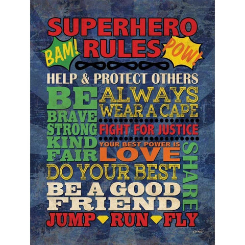 Superhero Rules Gold Ornate Wood Framed Art Print with Double Matting by Harbick, N.