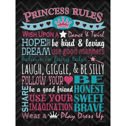 Princess Rules White Modern Wood Framed Art Print by Harbick, N.