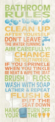 Bathroom Rules II Black Ornate Wood Framed Art Print with Double Matting by Harbick, N.