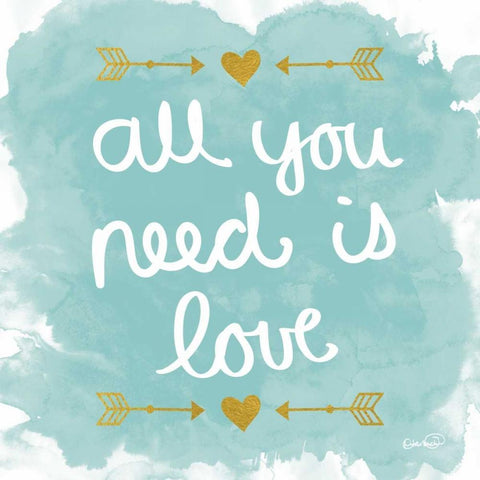 All You Need Is Love White Modern Wood Framed Art Print with Double Matting by Harbick, N.