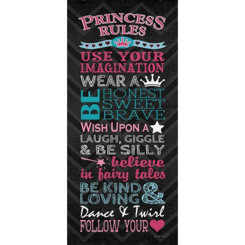 Princess Rules Panel Black Modern Wood Framed Art Print with Double Matting by Harbick, N.