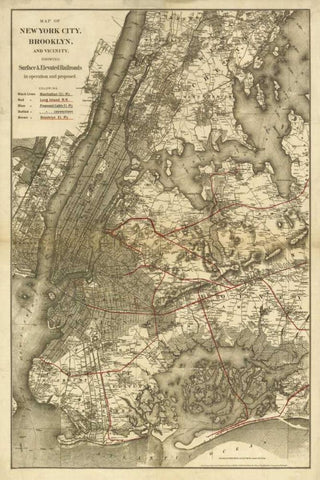 1885 NYC Map Black Ornate Wood Framed Art Print with Double Matting by Harbick, N.