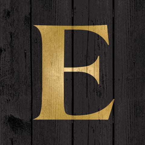 Gold Alphabet E Black Modern Wood Framed Art Print with Double Matting by Harbick, N.