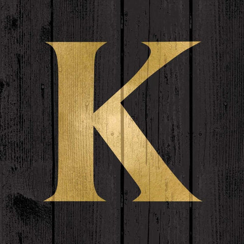 Gold Alphabet K Black Modern Wood Framed Art Print with Double Matting by Harbick, N.