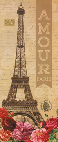 Amour Paris White Modern Wood Framed Art Print with Double Matting by Harbick, N.