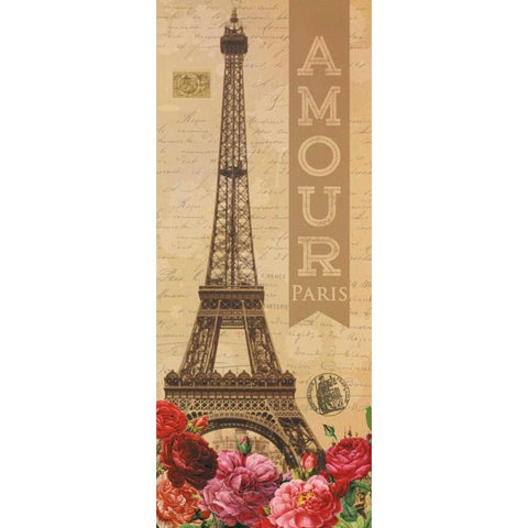 Amour Paris Black Modern Wood Framed Art Print with Double Matting by Harbick, N.