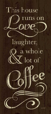 Runs on Coffee Black Ornate Wood Framed Art Print with Double Matting by Harbick, N.