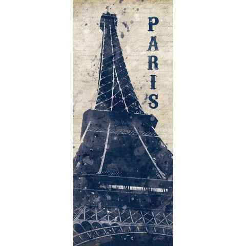 Eiffel Tower in Indigo Black Modern Wood Framed Art Print with Double Matting by Harbick, N.