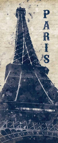 Eiffel Tower in Indigo Black Ornate Wood Framed Art Print with Double Matting by Harbick, N.