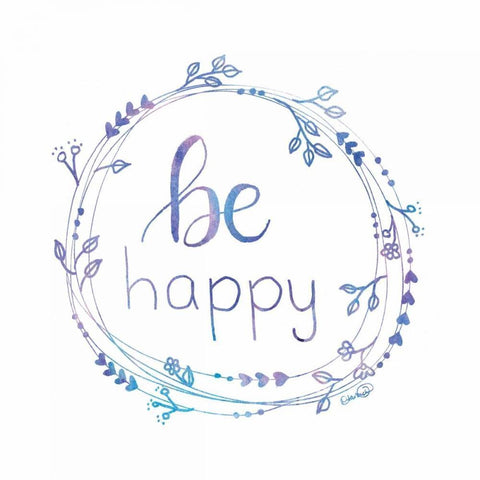 Be Happy White Modern Wood Framed Art Print by Harbick, N.