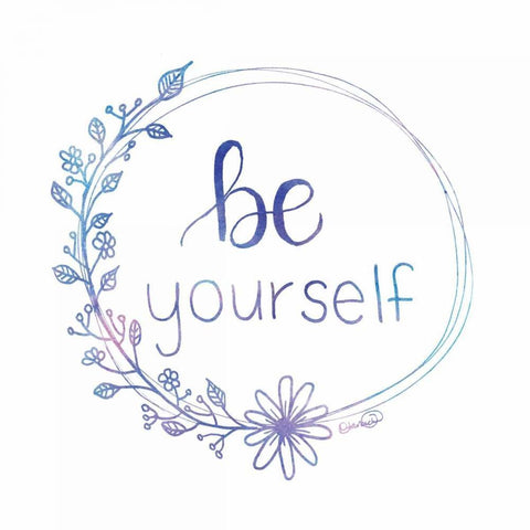 Be Yourself White Modern Wood Framed Art Print with Double Matting by Harbick, N.